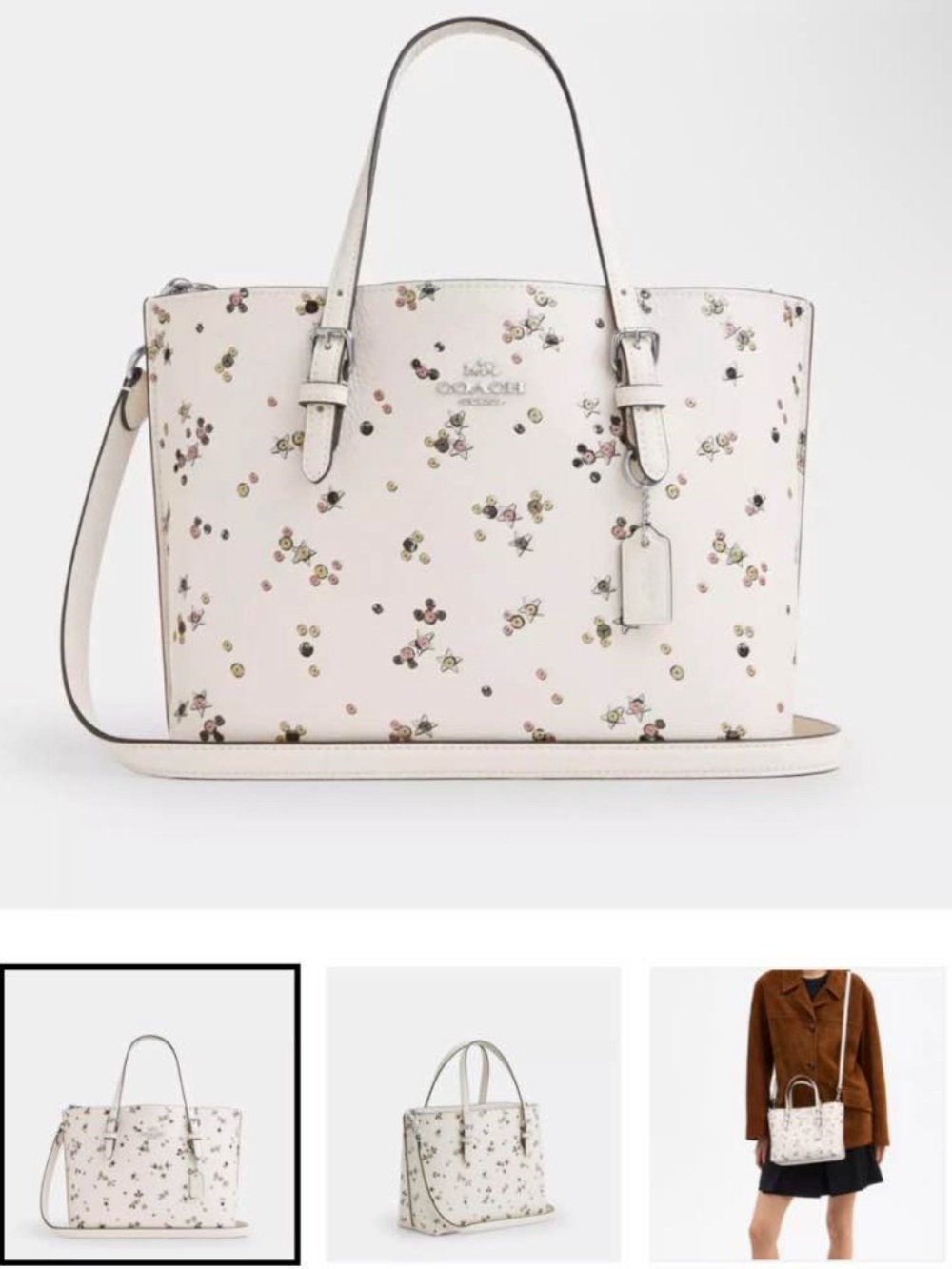 Coach Mollie Tote in Cream with Floral Star Print - Picture 1 of 4